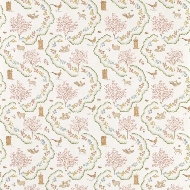 Sanderson DHIP217483 Highgrove Wildflower Meadow Pearl - tapeta botaniczna