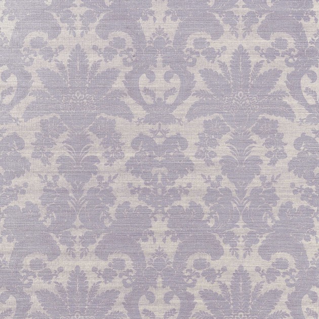 Thibaut T3631 Grasscloth Resource 2 West Indies Damask Metallic Silver on Taupe - tapeta z sizalu w ornamenty roślinne