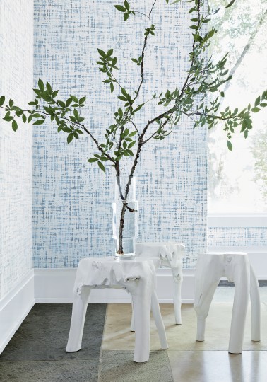 Thibaut T4037 Surface Resource Prisma Aqua - tapeta z lnianej siatki