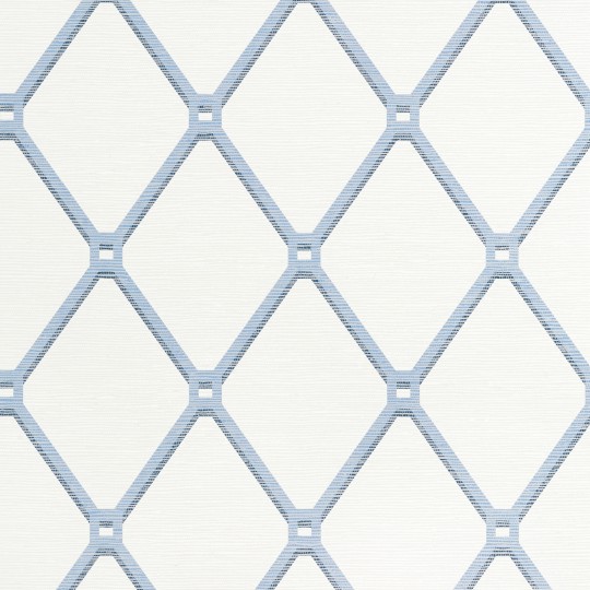 Thibaut T4052 Surface Resource Easom Trellis Blue - tapeta w kratownice na tle imitującym tkaninę trawiastą