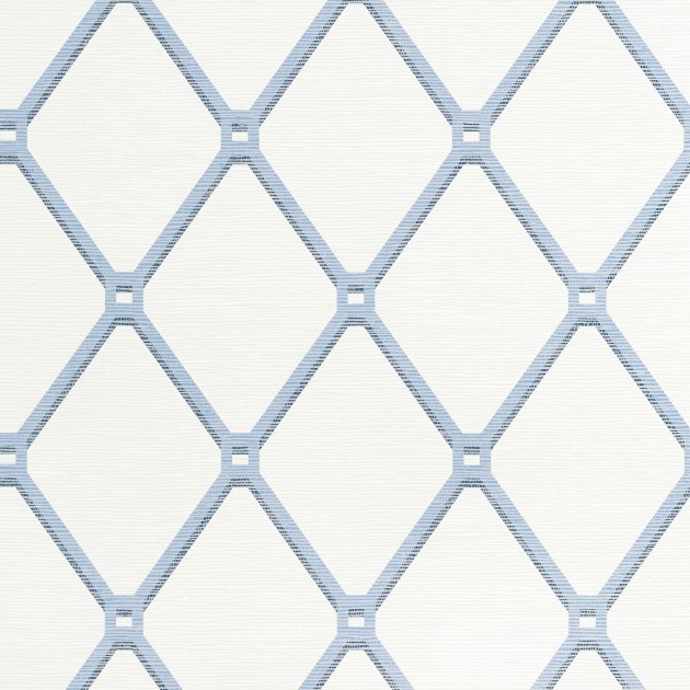 Thibaut T4052 Surface Resource Easom Trellis Blue - tapeta w kratownice na tle imitującym tkaninę trawiastą