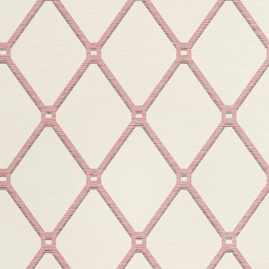 Thibaut T4053 Surface Resource Easom Trellis Red - tapeta w kratownice na tle imitującym tkaninę trawiastą