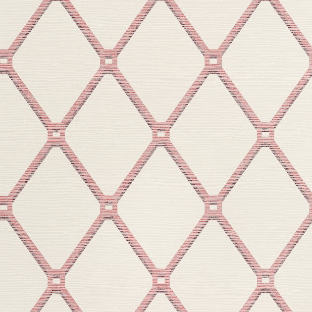 Thibaut T4053 Surface Resource Easom Trellis Red - tapeta w kratownice na tle imitującym tkaninę trawiastą