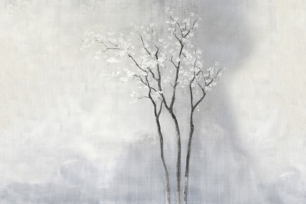 Wall&decò WDWS2602 Contemporary 2026 White Spring - mural w drzewo na zamglonym tle