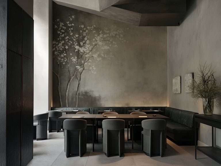 Wall&decò WDWS2602 Contemporary 2026 White Spring - mural w drzewo na zamglonym tle