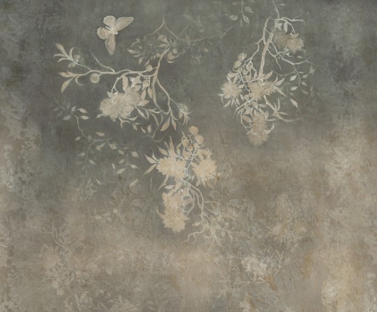 Wall&decò WDBU2601 Contemporary 2026 Baudelaire - mural roślinny na tle imitującym kamień