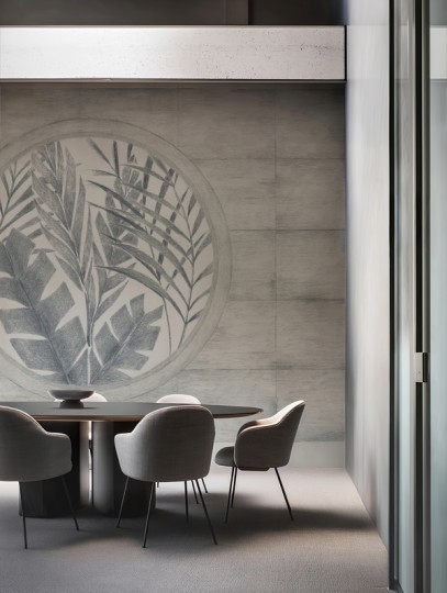 Wall&decò WDIN2601 Contemporary 2026 Inverso - mural w egzotyczne liście i betonową ścianę