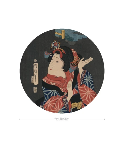 Wallcolors DOT-9268 Dots Spirit of Onna - okrągły mural w stylu japońskiego drzeworytu
