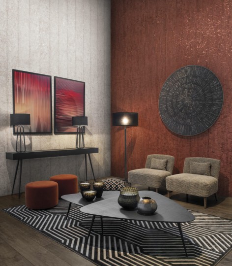 Omexco KHA44 Khatam - tapeta z korka z metalicznymi akcentami