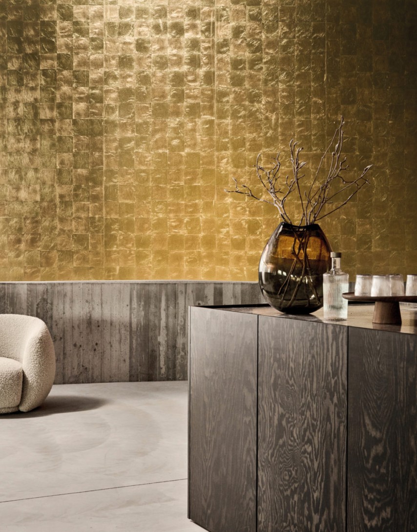 Omexco LAN241 Light at Night - tapeta geometryczna o metalicznym wykończeniu