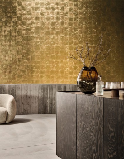 Omexco LAN242 Light at Night - tapeta geometryczna o metalicznym wykończeniu