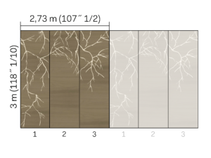 Omexco LAN271 Light at Night - mural z forniru drewnianego w metaliczne drzewo