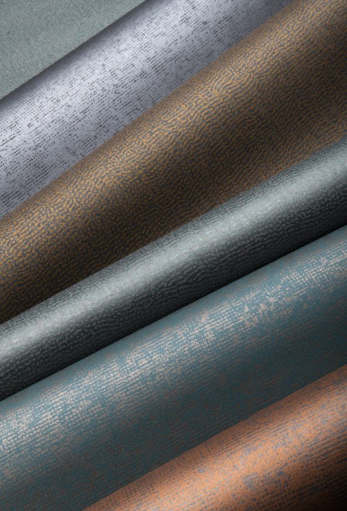 Omexco LOF214 Loft - tapeta imitująca tkaninę z metalicznymi przeszyciami