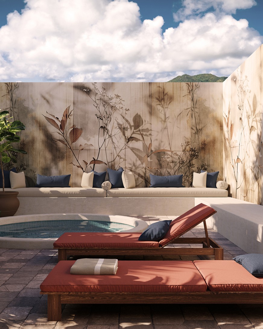 Inkiostro Bianco INKIIST2504 Flamenco Countryside - mural w postarzane deski