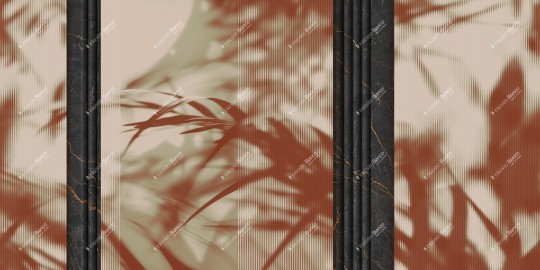 Inkiostro Bianco INKATKT2501 Flamenco Stoneglass - mural w cień liści i marmurowe pasy