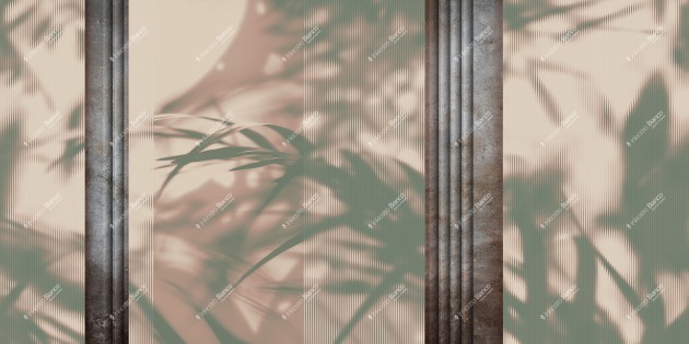 Inkiostro Bianco INKATKT2502 Flamenco Stoneglass - mural w cień liści i marmurowe pasy