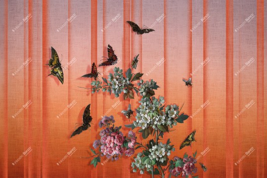 Inkiostro Bianco INKLONY2501 Flamenco Beebutterflies - mural w kwiaty, motyle i pszczoły