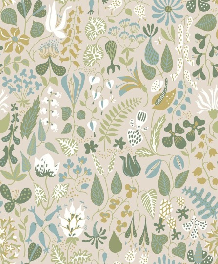 Boras Tapeter 1371 Scandinavian Designers Stig Lindberg Herbarium - tapeta w liście
