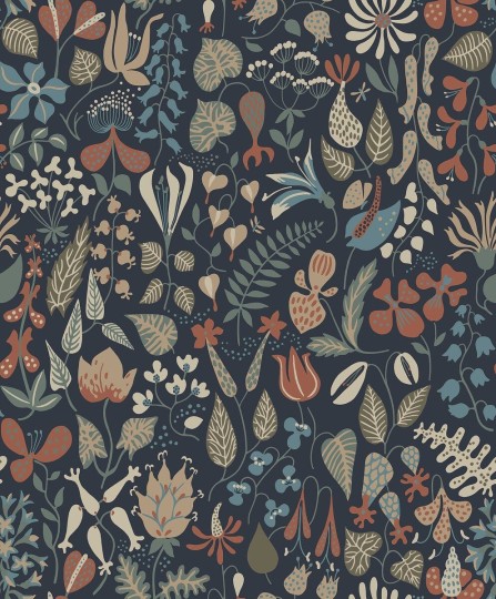 Boras Tapeter 1372 Scandinavian Designers Stig Lindberg Herbarium - tapeta w liście