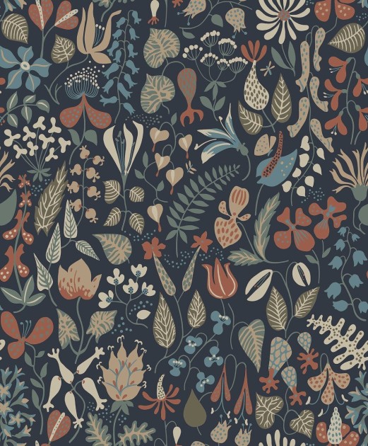 Boras Tapeter 1372 Scandinavian Designers Stig Lindberg Herbarium - tapeta w liście