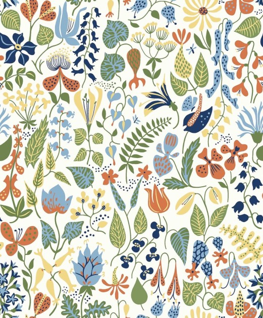 Boras Tapeter 1978 Scandinavian Designers Stig Lindberg Herbarium - tapeta w liście