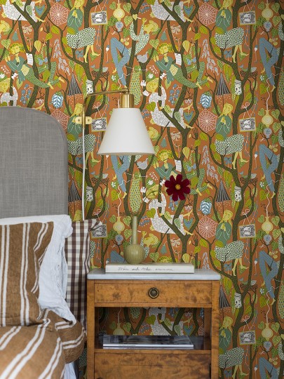 Boras Tapeter 1755 Scandinavian Designers Stig Lindberg Melodi - tapeta w drzewa i postacie