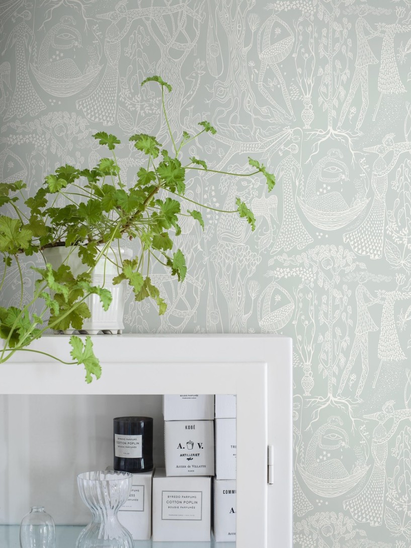 Boras Tapeter 1761 Scandinavian Designers Stig Lindberg Poème d´amour - tapeta baśniowy wzór