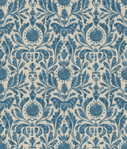 Osborne & Little NCW4591-01 Honfleur Castellane Blue/Purple - tapeta w adamaszek