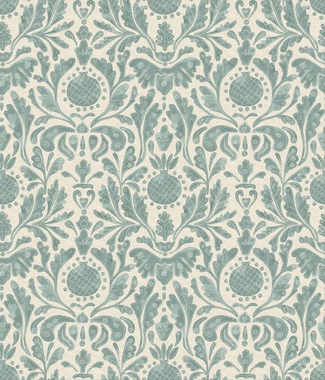Osborne & Little NCW4591-02 Honfleur Castellane Turquoise/Teal - tapeta w adamaszek