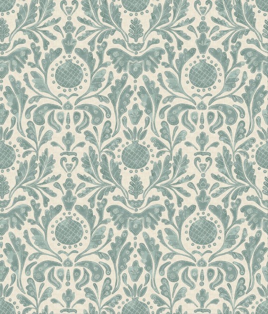 Osborne & Little NCW4591-02 Honfleur Castellane Turquoise/Teal - tapeta w adamaszek