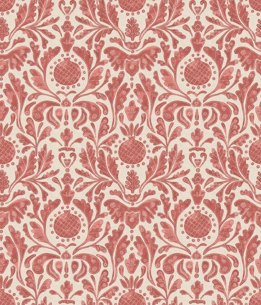 Osborne & Little NCW4591-06 Honfleur Castellane Pink/Red - tapeta w adamaszek