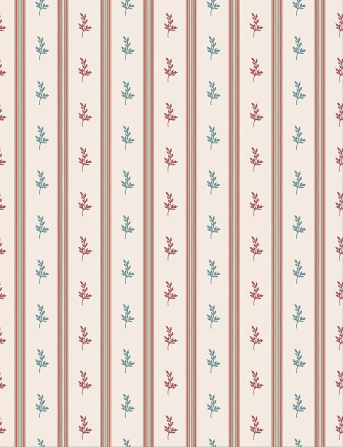 Osborne & Little NCW4592-01 Honfleur Anduze Pink/Red, Turquoise/Teal - tapeta w pionowe pasy i liście