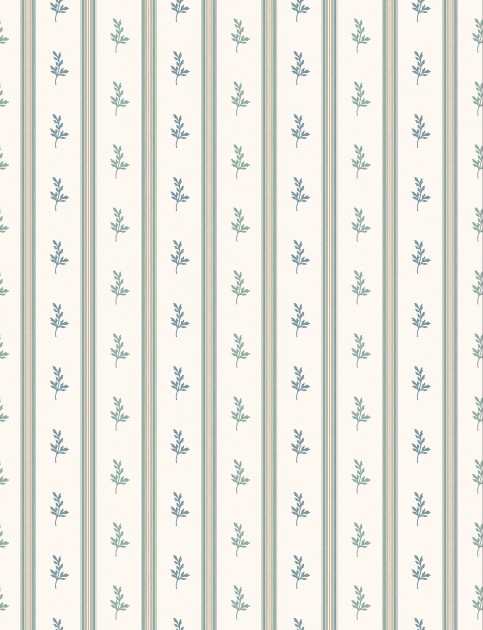 Osborne & Little NCW4592-04 Honfleur Anduze Turquoise/Teal - tapeta w pionowe pasy i liście