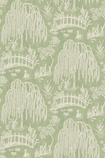 Osborne & Little NCW4595-01 Honfleur Les Saules Chartreuse/Green - tapeta w wierzby
