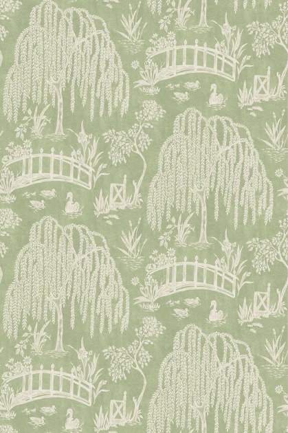 Osborne & Little NCW4595-01 Honfleur Les Saules Chartreuse/Green - tapeta w wierzby