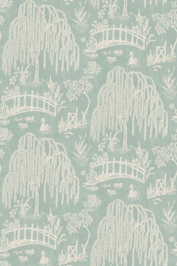 Osborne & Little NCW4595-02 Honfleur Les Saules Turquoise/Teal - tapeta w wierzby