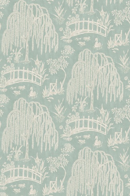 Osborne & Little NCW4595-02 Honfleur Les Saules Turquoise/Teal - tapeta w wierzby