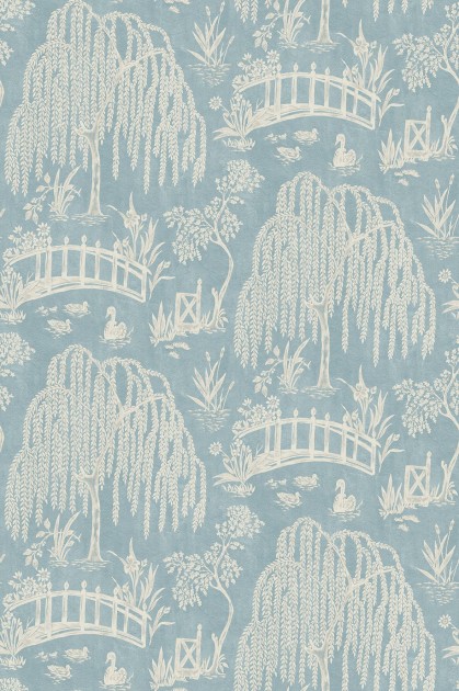 Osborne & Little NCW4595-03 Honfleur Les Saules Blue/Purple - tapeta w wierzby