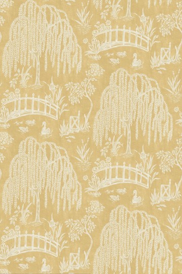 Osborne & Little NCW4595-04 Honfleur Les Saules Yellow/Orange - tapeta w wierzby