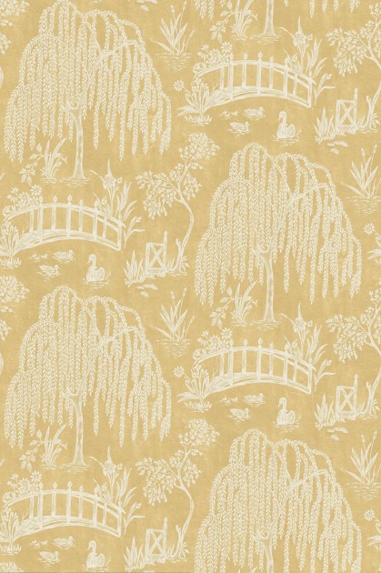 Osborne & Little NCW4595-04 Honfleur Les Saules Yellow/Orange - tapeta w wierzby