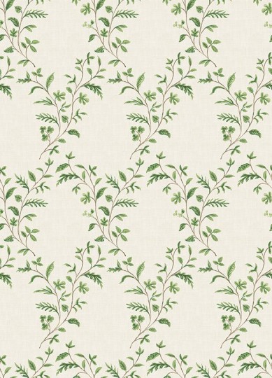 Osborne & Little NCW4596-01 Honfleur Hollingbourne Trellis Chartreuse/Green - tapeta w ornament z gałęzi