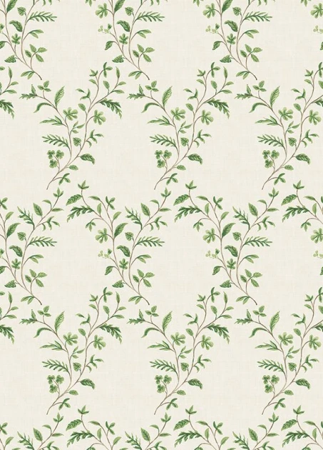 Osborne & Little NCW4596-01 Honfleur Hollingbourne Trellis Chartreuse/Green - tapeta w ornament z gałęzi