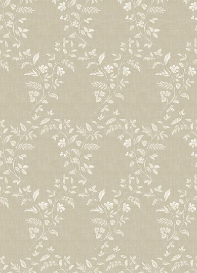Osborne & Little NCW4596-05 Honfleur Hollingbourne Trellis White/Light Neutral - tapeta w ornament z gałęzi