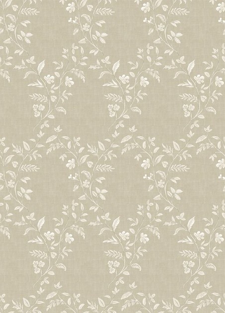 Osborne & Little NCW4596-05 Honfleur Hollingbourne Trellis White/Light Neutral - tapeta w ornament z gałęzi