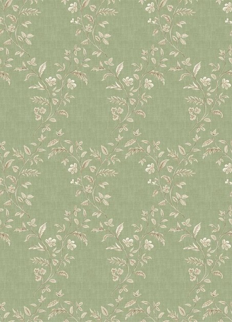 Osborne & Little NCW4596-06 Honfleur Hollingbourne Trellis Chartreuse/Green - tapeta w ornament z gałęzi