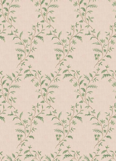 Osborne & Little NCW4596-07 Honfleur Hollingbourne Trellis Pink/Red, Chartreuse/Green - tapeta w ornament z gałęzi