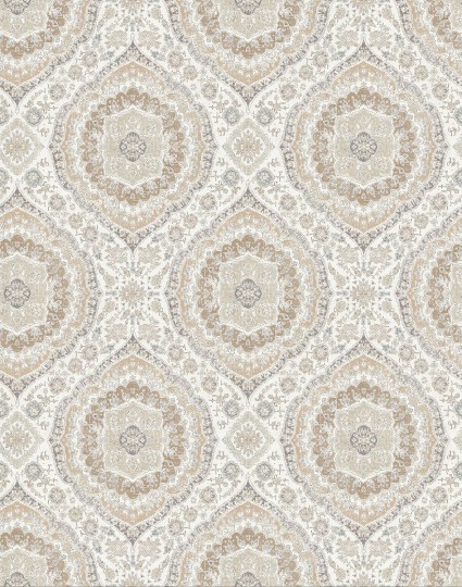 Osborne & Little NCW4597-05 Honfleur Karabali Grey/Black, White/Light Neutral - tapeta w perski ornament