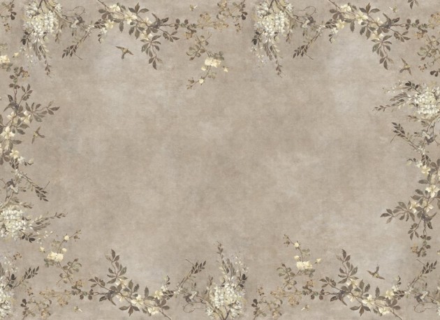 Sandberg S10829 Villa Como Luca Rectangle Beige - mural z wiciokrzewem i wisterią