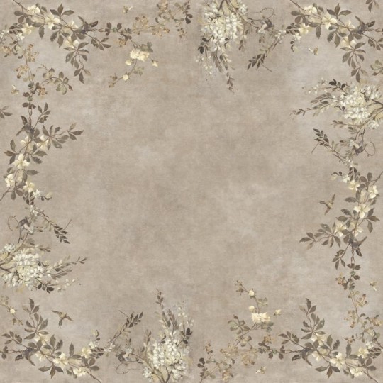 Sandberg S10830 Villa Como Luca Square Beige - mural z wiciokrzewem i wisterią