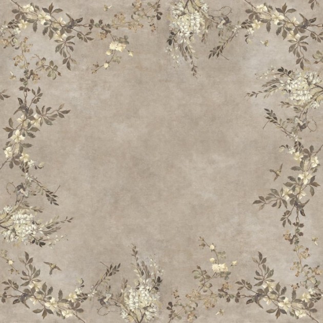 Sandberg S10830 Villa Como Luca Square Beige - mural z wiciokrzewem i wisterią